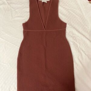 Aritizia Babaton Sculpt Knit Deep V Mini Dress